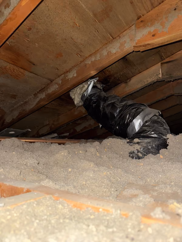 Flex duct buried in attic loose fill insulation