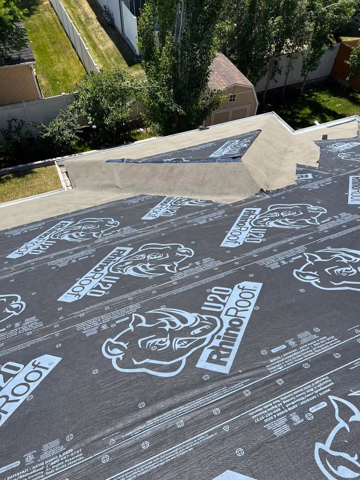 Rhinoroof U20 underlayment covering low slope roof deck