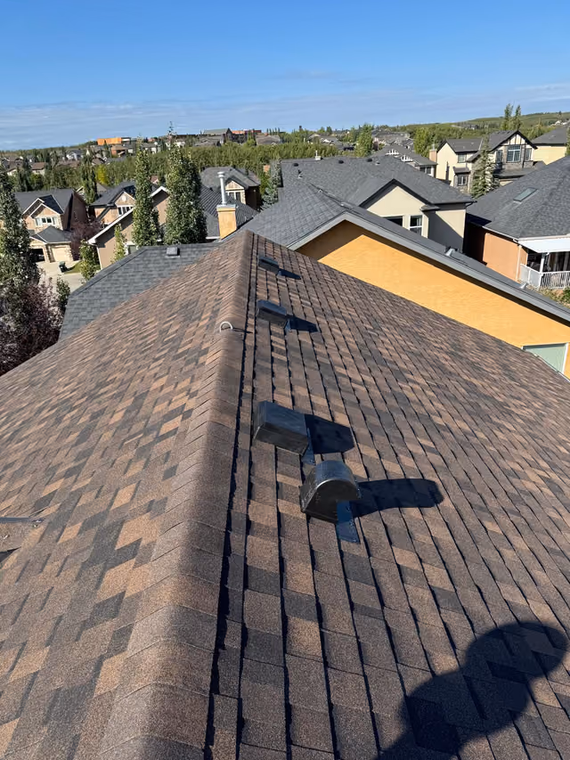 Ridge view aged shingles metal flue vents inspection